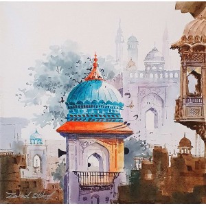 Zahid Ashraf, 12 x 12 Inch, Watercolor on Canvase, Cityscape Painting, AC-ZHA-032